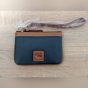 Dooney & Bourke Blue Leather Wristlet Wallet Pebble Grain New Without Tags!